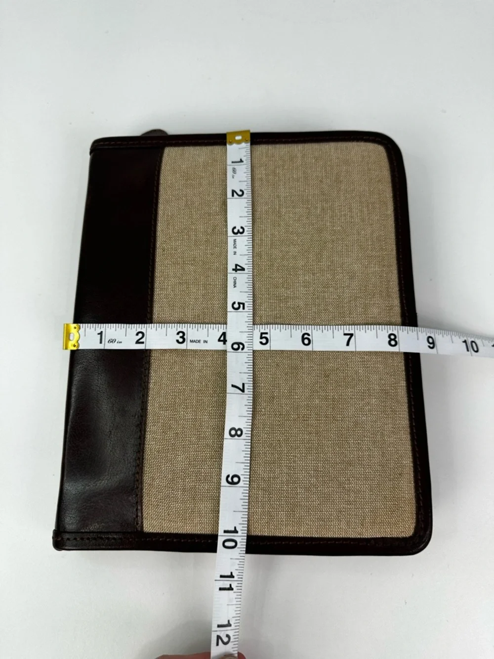 Oak Park Tablet Folio from Barnes & Noble Brown Edges with Tan Cloth Zip Closure
